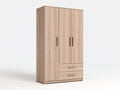 Kleiderschrank aus Holzwerkstoff 120x55x195 cm - Natur - mit 3 Türen und 2 Schubladen