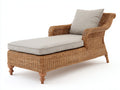 Sonnenliege aus Polyrattan Holz und Stoff 190x82x92 cm - Beige-Naturfarben - Gepolsterte Gartenliege mit Armlehnen im klassischen Landhausstil für Garten und Terrasse