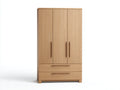 Kleiderschrank aus Holzwerkstoff 150x58x200 cm Natur mit 3 Türen und 2 Schubladen