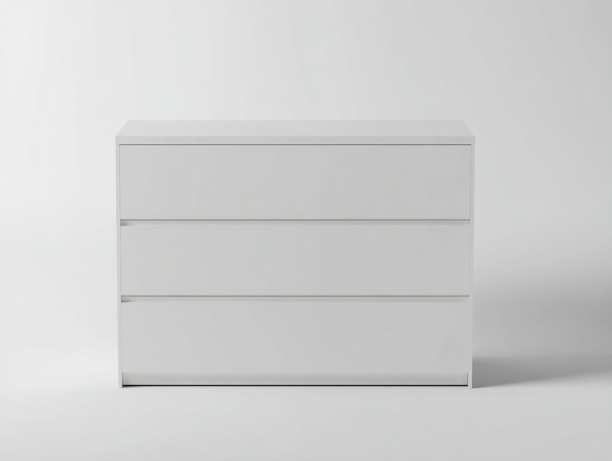 Kommode mit Schubladen 120 x 40 x 80 cm - Moderne Schubladenkommode mit drei geräumigen Schubladen - Weißer Stauraumschrank für Schlafzimmer und Wohnbereich