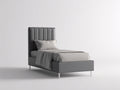 Einzelbett Polsterbett 213 x 98 x 102 cm - Modernes Einzelbett mit vertikal gepolstertem Kopfteil und Stoffbezug - Elegantes Bett für Schlafzimmer und Gästezimmer in Grau