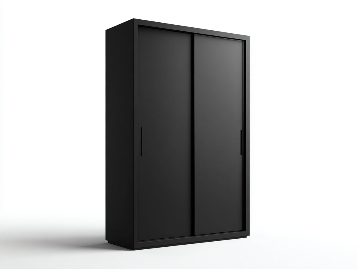 Kleiderschrank aus Holz 120x55x180 cm - Schwarz - Moderner Schrank mit 2 Türen für Schlafzimmer