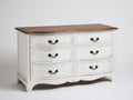 Kommode mit Schubladen aus Holzwerkstoff 130x45x90 cm - Weiß-Braun - 6 Schubladen im Landhausstil