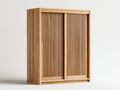 Kleiderschrank Schrank 180 x 60 x 200 cm - Moderner Kleiderschrank mit zwei Türen und vertikaler Holzstruktur - Geräumiger Schrank für Schlafzimmer in Naturfarbe