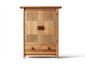 Kleiderschrank aus Holz 120x55x190 cm Natur mit 2 Türen 2 Schubladen und Reliefverzierungen