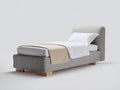 Einzelbett Polsterbett 213 x 98 x 102 cm - Modernes Einzelbett mit gepolstertem Kopfteil und Stoffbezug - Komfortables Bett für Schlafzimmer und Gästezimmer in Grau