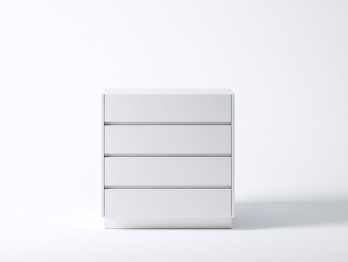 Kommode mit Schubladen aus Holzwerkstoff 80x40x100 cm - Weiß - 4 grifflose Schubladen im modernen Design