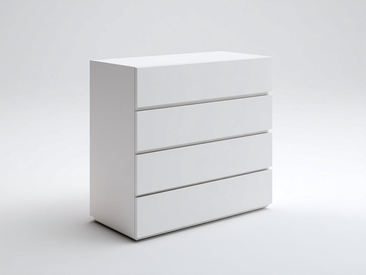 Kommode mit Schubladen 100 x 40 x 80 cm - Moderne Schubladenkommode mit vier geräumigen Schubladen - Weiße Aufbewahrungskommode für Schlafzimmer und Wohnbereich